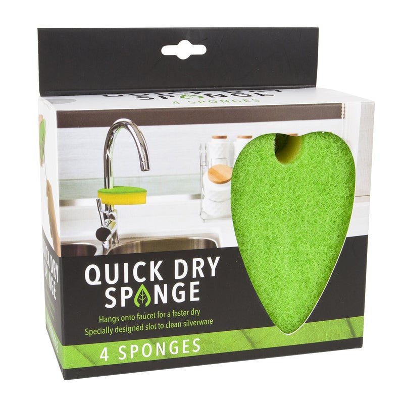 Evriholder Quick Dry Dishwashing Sponge, Versatile Slot to Clean Silverware, Easy to Hang on Any Faucet, Pack of 4 Sponges - Image 3